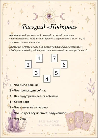 Расклад «Подкова» — схема и описание