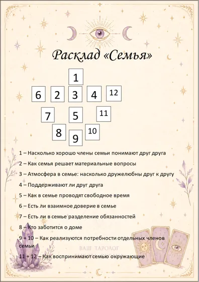 Расклад «Семья» — схема и описание